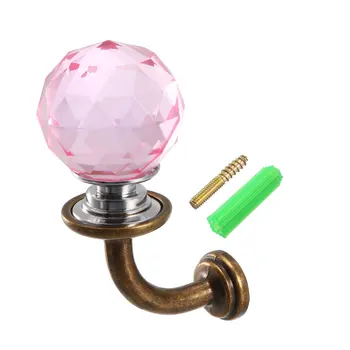

uxcell 1Pcs Decorative Window Drapery Holdback 1.2" Dia Pink Glass Crystal Curtain Holder Wall Mounted Hook Hanger Bronze