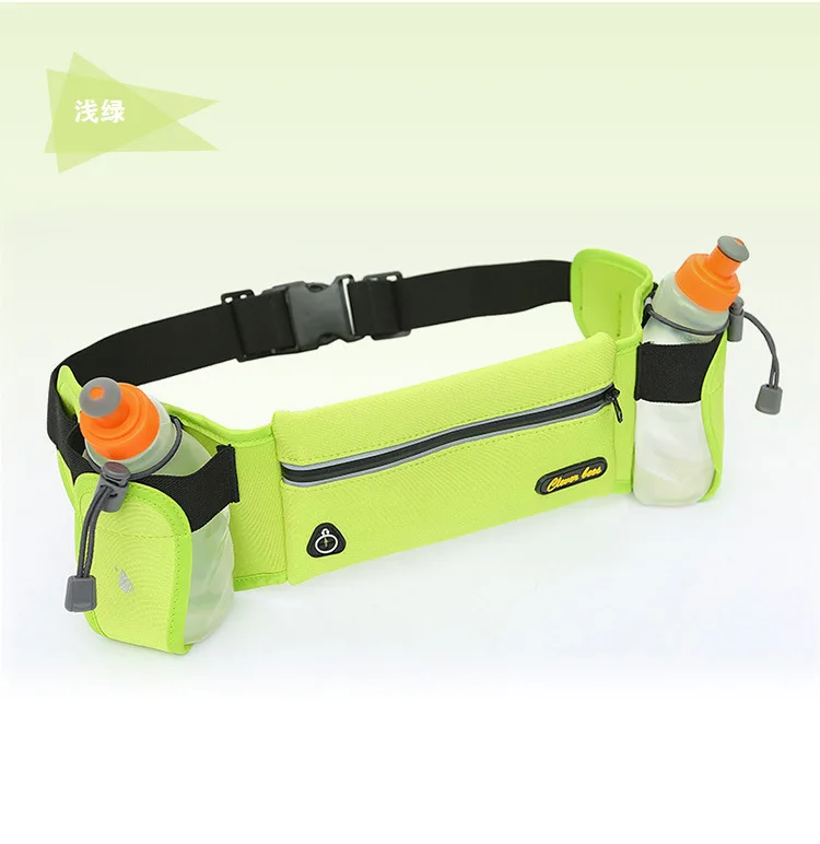 Марафон бег Велоспорт Бег гидратация пояс поясная сумка держатель телефона для 2 бутылки с водой - Цвет: Light green