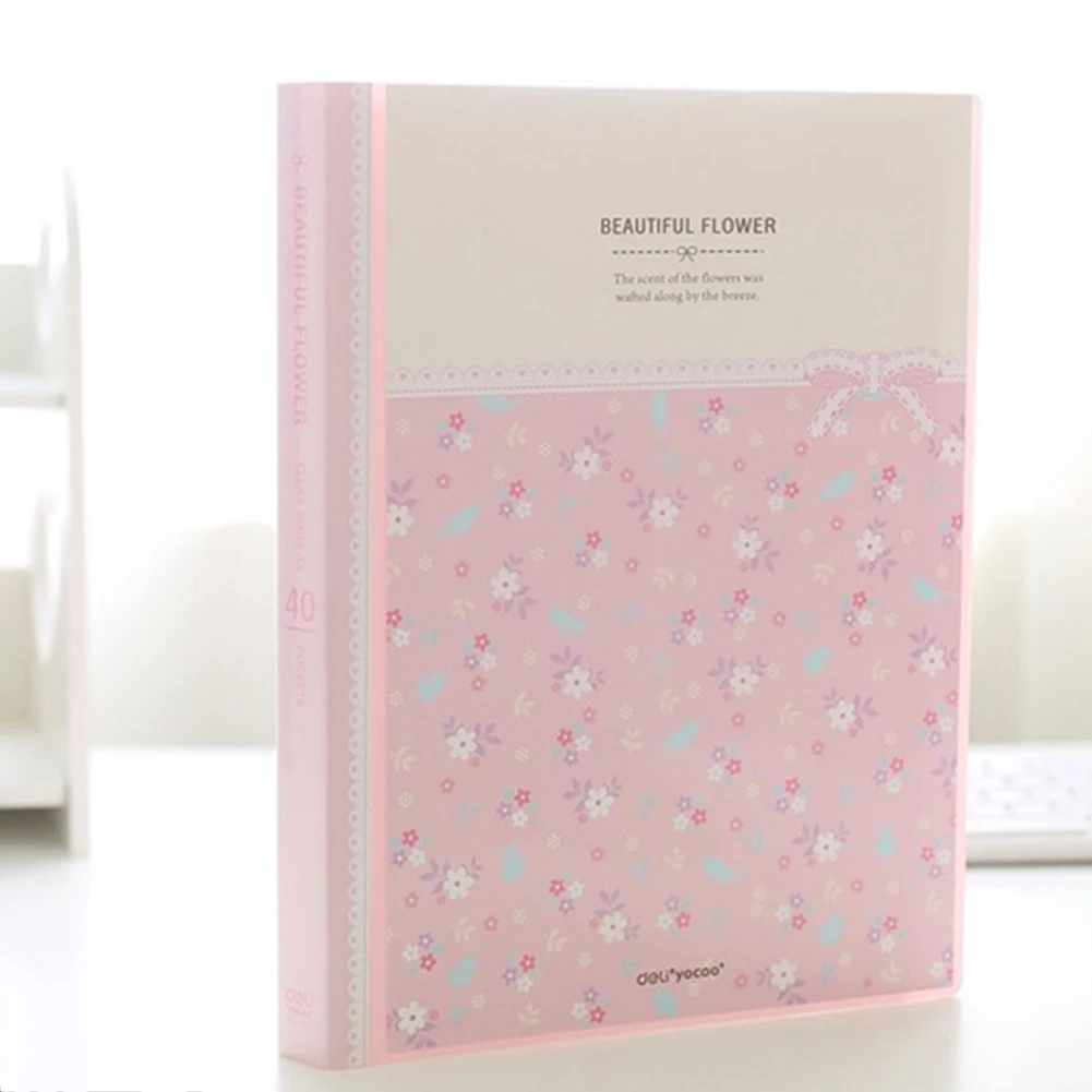 40 Pages A4 Paper Documents Floral File Holders Storage Binder Folder Pouch