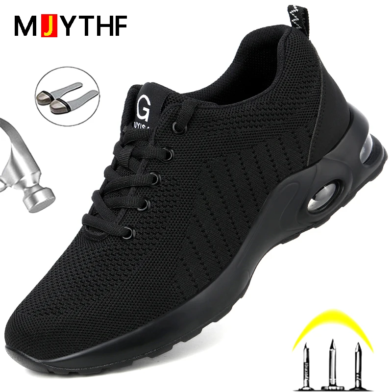 Zapatos de seguridad para hombre, botas cómodas indestructibles de trabajo, zapatillas de moda, calzado de trabajo, 2021
