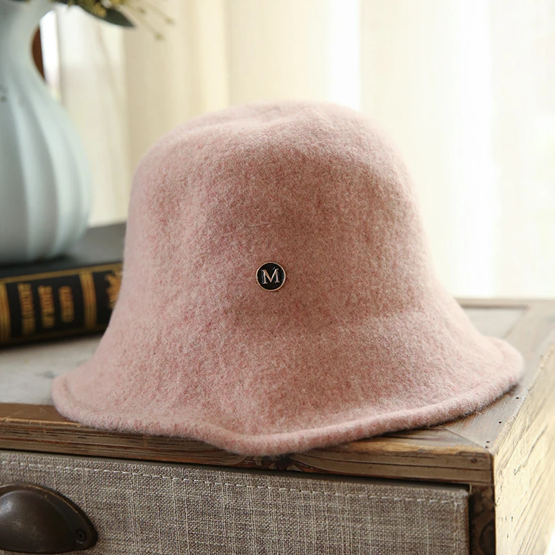 Новинка, австралийская шерсть, шапка с буквенным принтом M, Толстая теплая зимняя шапка, одноцветная, складной ковшик, шапка LM039
