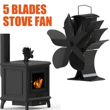 1 pc 5 lâminas ventilador de lareira alta qualidade calor silencioso alimentado a lenha fogão ventilador lareira log queimador casa ventilador