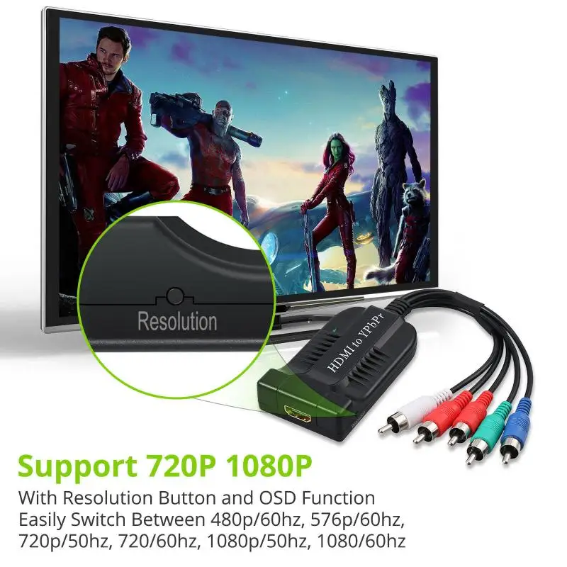 HDMI К Ypbpr Компонентный видео YPbPr 5RCA преобразователь RGB адаптер R/L аудио выход и к 1080P