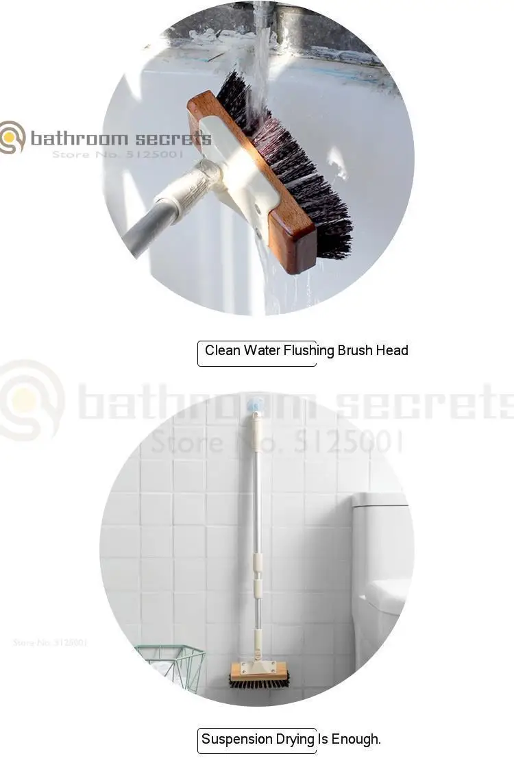 Marble Long Handle Wooden Brush Hard Hair Floor Brush To Brush Bathroom Tile Brush Non-wireless Electric Cleaning Brush