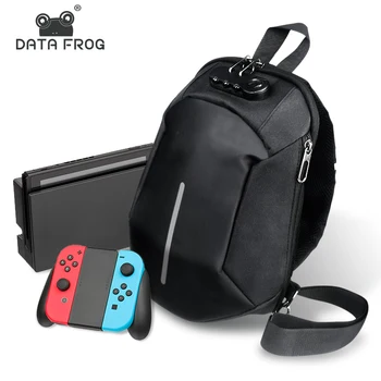

DATA FROG Men Multifunction Crossbody Storage Bag for Nintendo Switch Waterproof Travel Shoulder Bag Laptop Digital Chest Bag