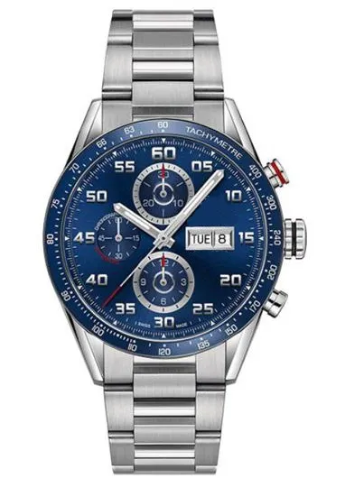 

Luxury Brand New Silver Stainless Steel Calendar Display Men Watches Chronograph Stopwatch Sport Black Blue Casual Watch AAA+