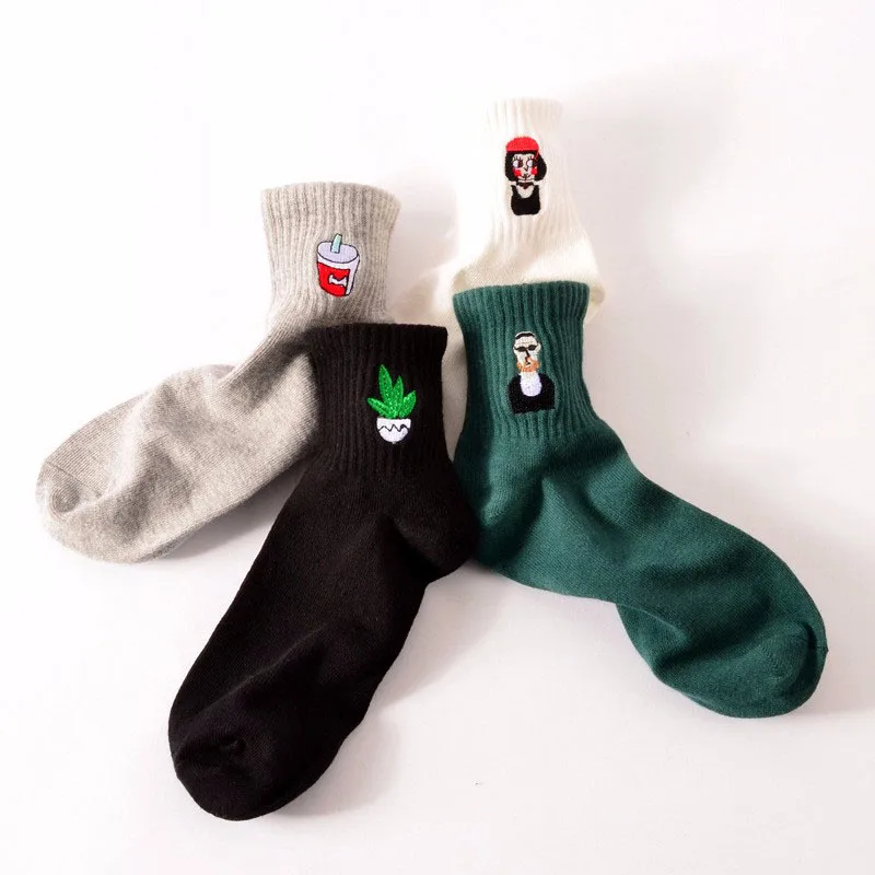 Женские хлопковые короткие носки в стиле Харадзюку с надписью Love killer Moustache Milk Cola