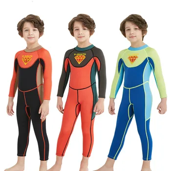 

One Piece Wetsuit Thicken Warm Surfing Diving Swimsuit Quick-drying Sunscreen Beach Playing Sportswear For Child Little Boys
