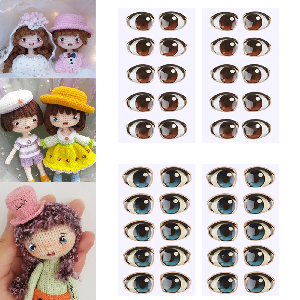 Doll Accessories Doll Eyes Doll Eyewear Accessories Glass Doll Eyes Cute Cartoon Eyes Stickers 10Pair