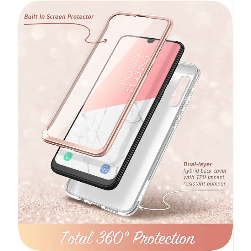 Чехол для Samsung Galaxy A50/A50s (2019) полноразмерный блестящий Мраморный бампер i Blason Cosmo со