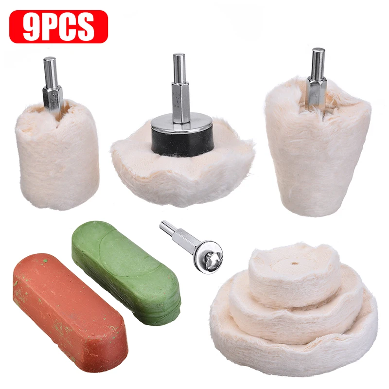9pcs Car Auto Polishing Cotton Set Heads Paste Rims Chrome Aluminum Alloy Tool For Silver Gold Jewelry Body | Автомобили и