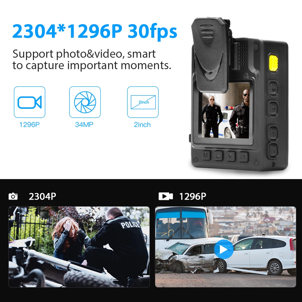  Body Worn Camera HD 1296P Security Video IR Night Vision Built in 32GB 170 lens DVR Video Security 