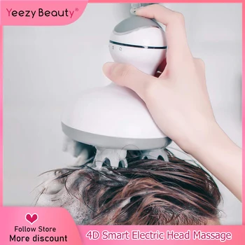 

4D Smart Head Massager Electric Head Scalp Massager Handheld Shampoo Hair Brush Promote Blood Circulation Hair Growth 4 Heads