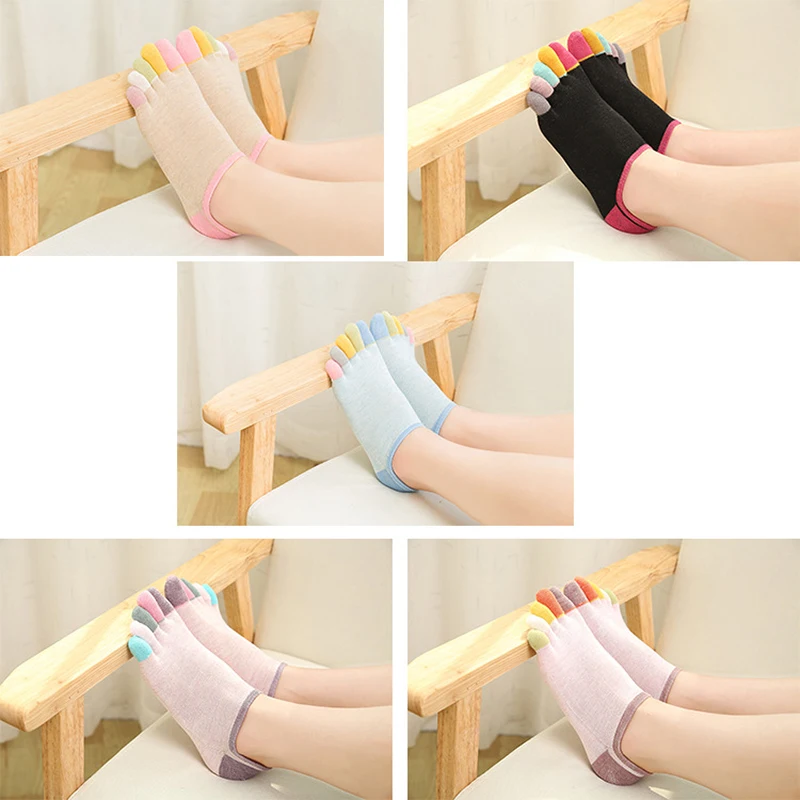 Yoga Socks Brothock Factory direct women yoga socks cotton finger socks female color short tube breathable five toe cotton toe