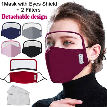 

Transparent Adults Mouth Face Mask Detachable Dustproof Outdoor Protective Face Mask With Eyes Shield + 2 Filters Mascarillas
