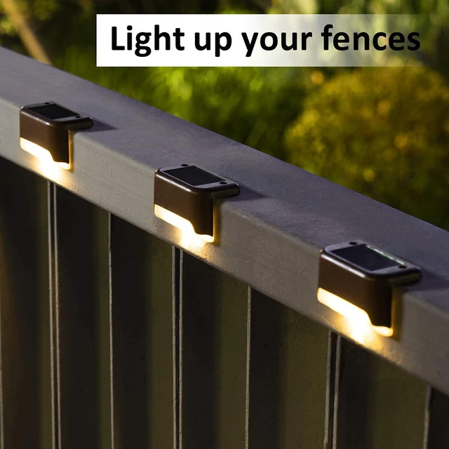 Warm White Garden Landscape Step Deck Lights LED Solar Lamp Balcony Fence Lights Outdoor Waterproof Path
