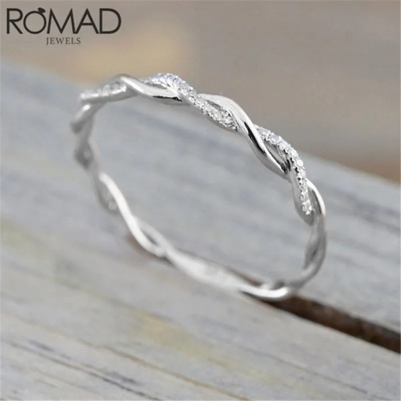 ROMAD Twist классические кольца с фианитом обручальные для женщин подарок роскошные