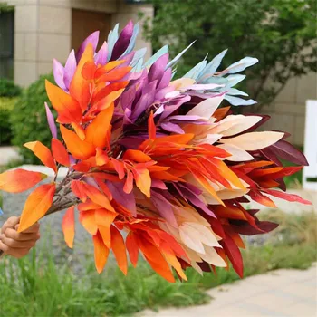 

10P Fake Willow Leaves (5 stems/piece) 28.74" Length Simulation Autumn Greenery for Wedding Home Decorative Artificial Plants