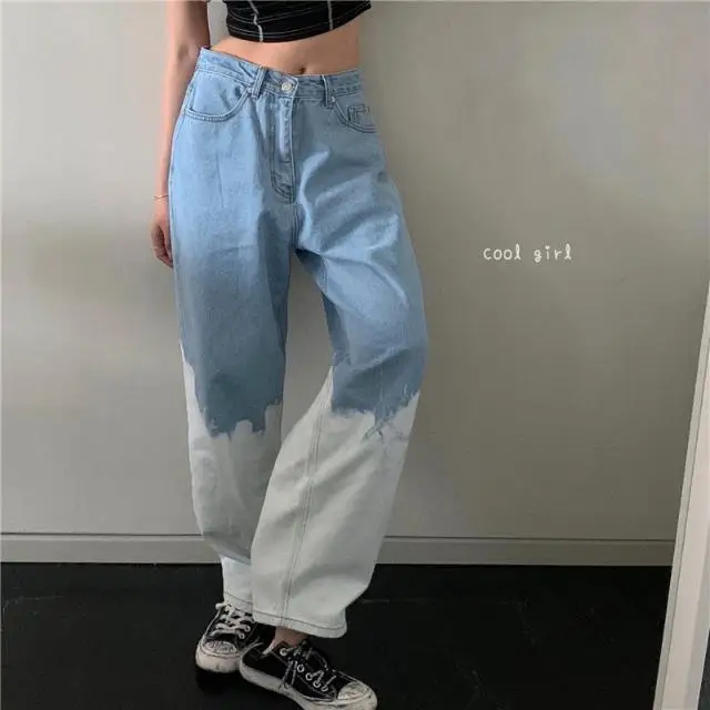 2020 new trendy Harajuku style Korean chic all-match jeans women's personality high-waist straight-leg pants