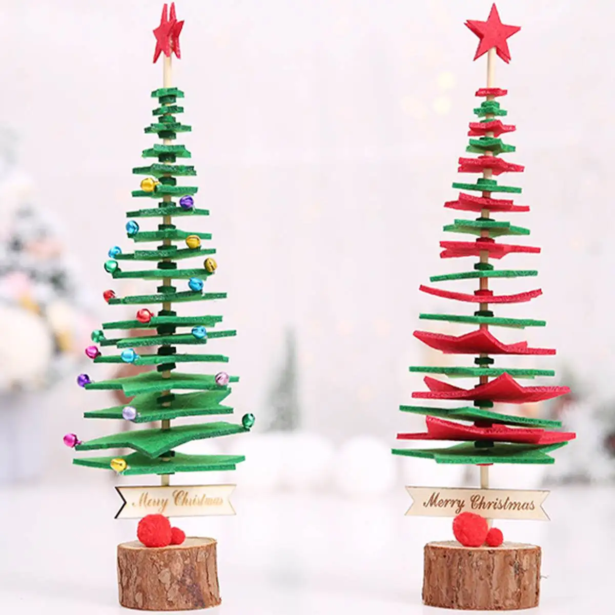 

Merry Christmas DIY Felt Christmas Tree Handmade Holiday Home Decoration Kids Props Toy Happy 2020 New Year 33x10cm