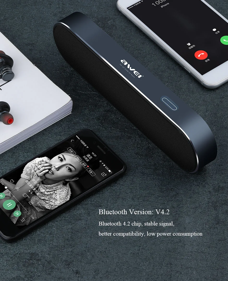 DRXENN Awei Y220 Портативный беспроводной Bluetooth динамик двойной драйвер Kalonki звуковая коробка для телефонов 3D стерео Поддержка Bluetooth TF USB
