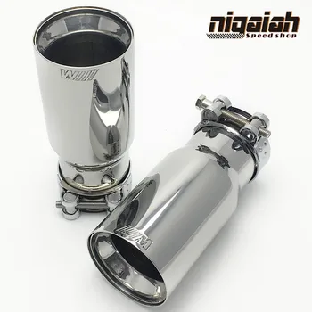 

M Logo Car Exhaust Tip Stainless Steel Muffler Pipe End Decoration 60mm 63mm Inlet for BMW M3 M4 1 Series Universal Clamp Style