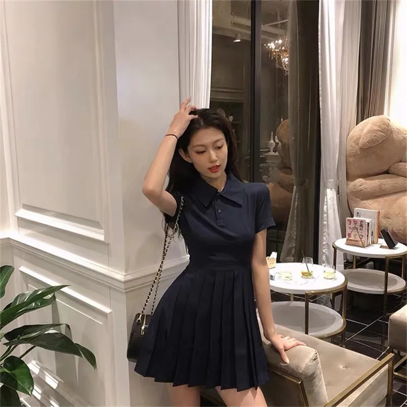 Girls Tennis Dress Sweet Girl Temperament Slim Dress Female New Short-sleeved Waist A Short Tennis Outdoor Sports Ess