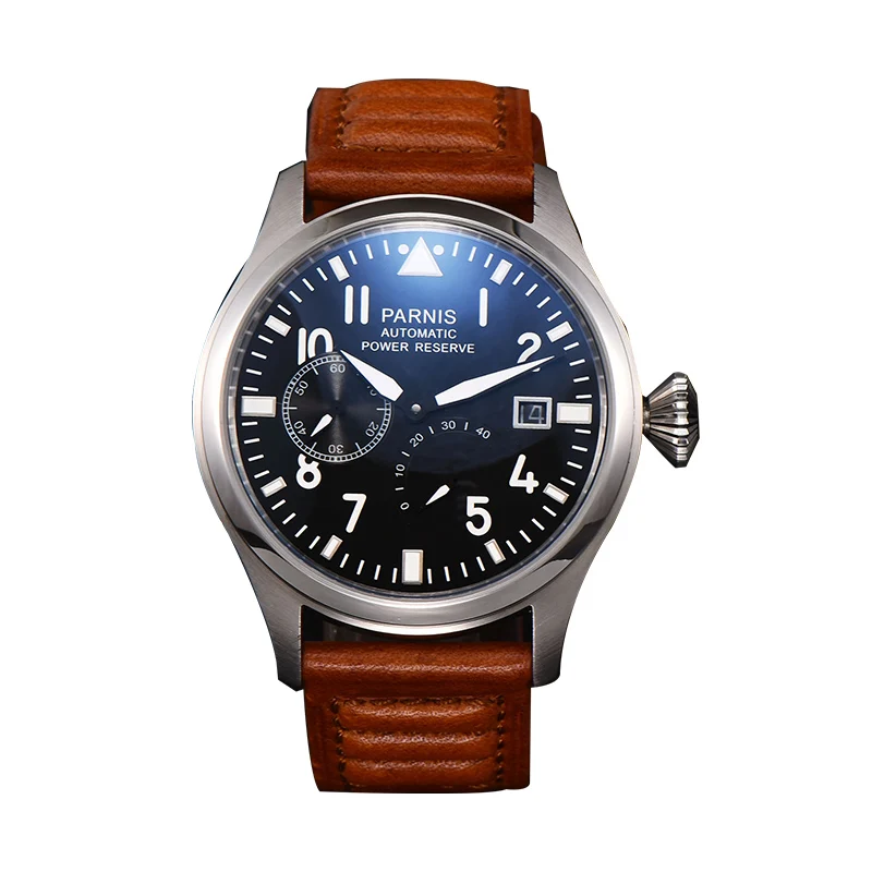 

Parnis Watch Man 47mm Automatic Watch Power Reserve Day Date Big Pilot Luxury Relogio Masculino
