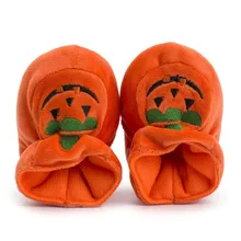 Удобная обувь из флока с мягкой подошвой в виде тыквы для новорожденных мальчиков и девочек на Хэллоуин Нескользящая хлопковая обувь с круглым носком для малышей 70