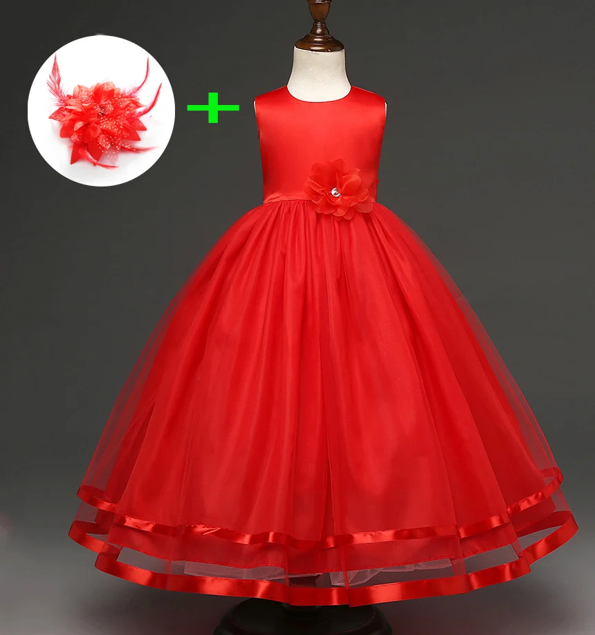 Одежда для девочек-подростков; От 4 до 12 лет; Детские Платья с цветочным узором для девочек; Туника; цвет шампанского, красный, белый, синий; Детские вечерние платья