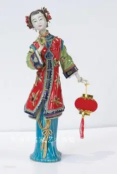 

Red lanterns classic figures and ladies display Shek Wan ceramic figurines in Chinese style girl Beauty figure Sculpture statue