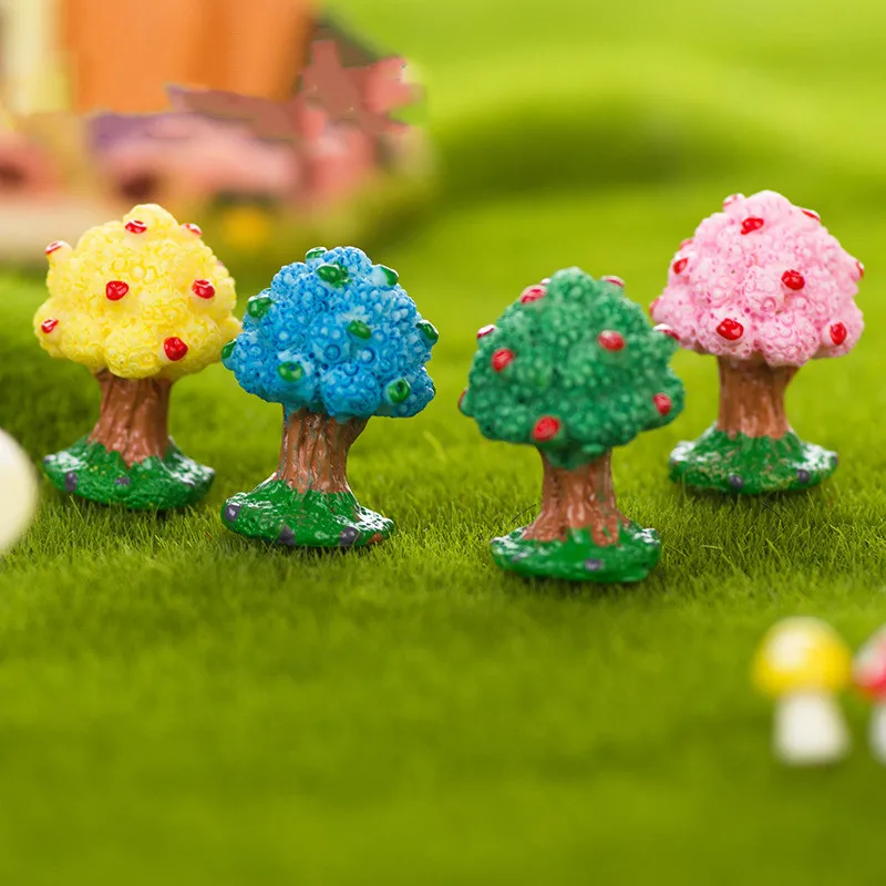 Полимерные модели деревьев Apple Мультяшные Аниме фигурки мох микро ландшафтное