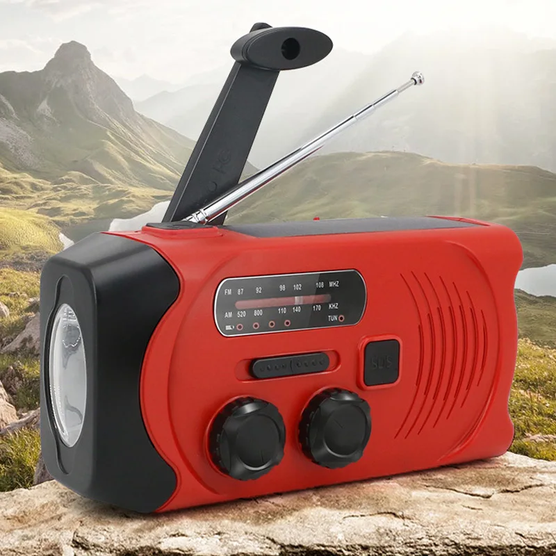 

Emergency SOS Alarm Weather Radio Hand Crank Solar Power LED Flashlight Outdoor Tool GK8899
