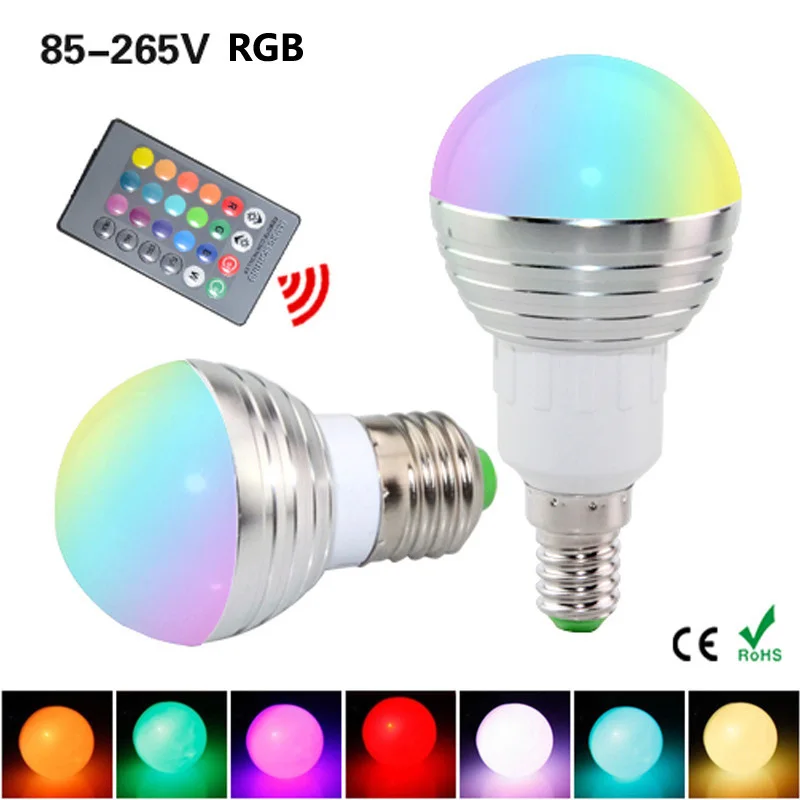 2020 E27 E14 RGB светодиодный лампы светильник s ночной Светильник переменчивые