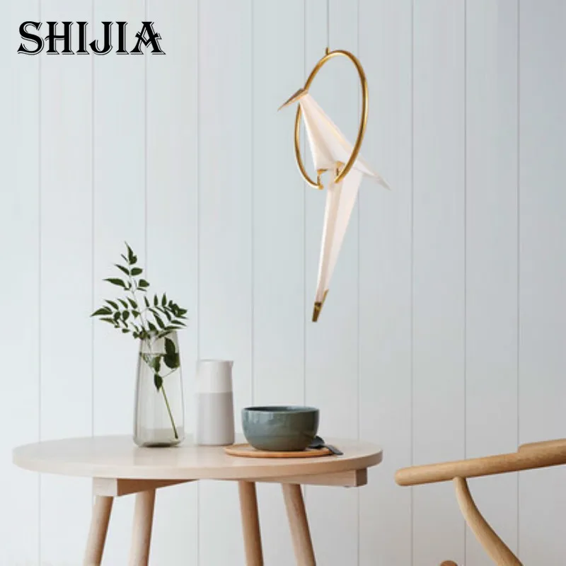 

Modern LED Bird Pendant Lights Loft Origami Crane Bird Led Lustre Hanglamp for Shop Bar Foyer Home Design Pendant Lamp