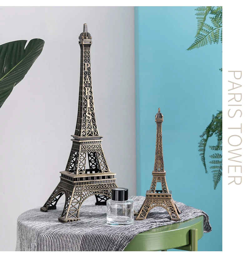 Mini Metal Iron Paris Tower Statue of Liberty Big Ben Models Home Decoration Crafts Building Cafe Living Room Office Figurine