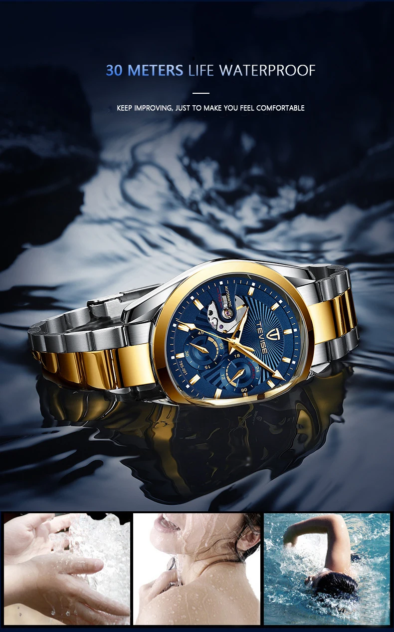 TEVISE мужские часы s Tourbillon водонепроницаемые автоматические механические часы для мужчин часы со скелетом мужские наручные часы Relogio Masculino