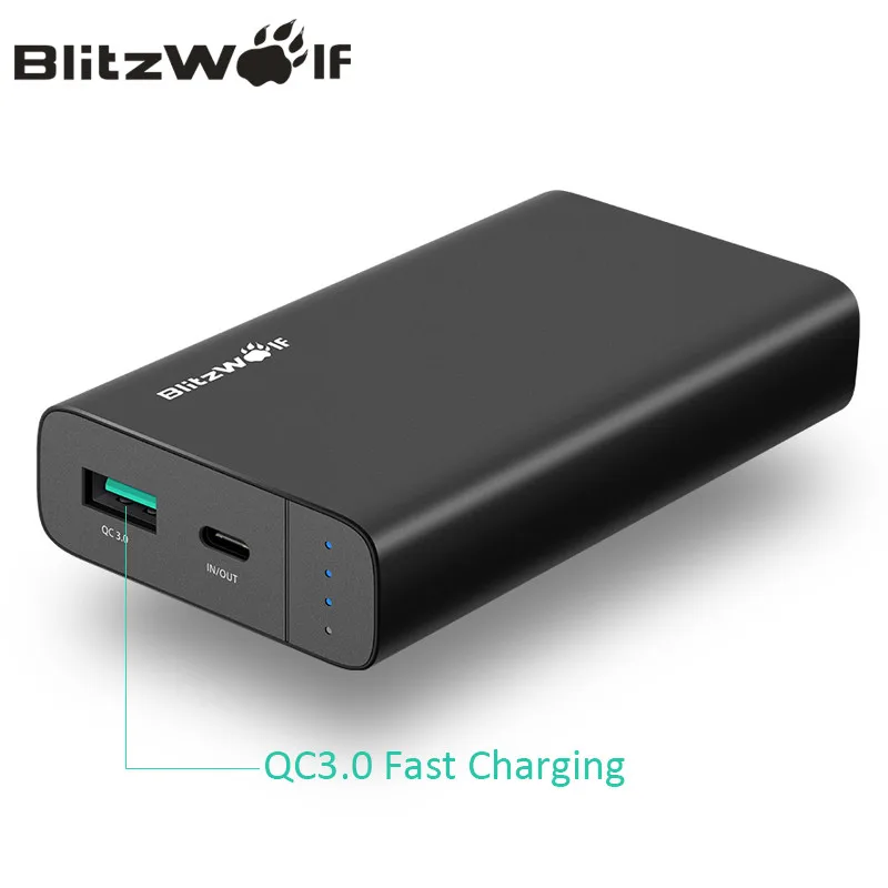 BlitzWolf 10000mAh power Bank 18W QC3.0 type C внешний аккумулятор с двумя usb портами зарядное