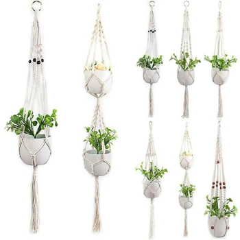 

Ready Stock Garden Plant Hanger Handmade Macrame Vintage Flowerpot Holder Indoor Hanging Baskets for Home Decoration