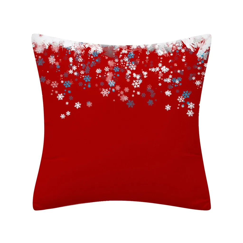 

Christmas Cushion Cover 45*45 Red Merry Christmas Printed Polyester Case Glitter Polyester Sofa Throw Cushion Cover Home Decor