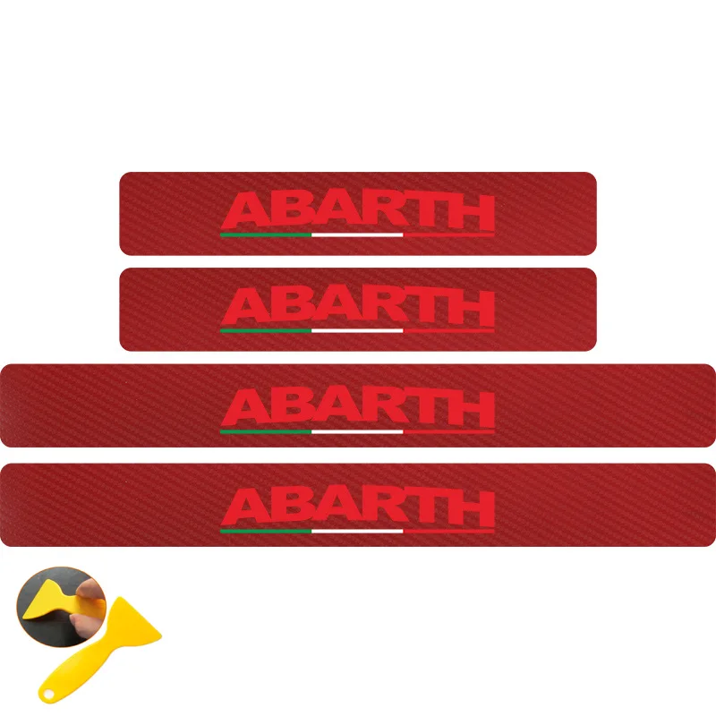 red ABARTH С итальянским флагом карбоновое волокно автомобильный протектор порога наклейка s Антифрикционная наклейка для Fiat Punto Abarth 500 автомобильный Стайлинг - Название цвета: red