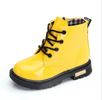 

Boys Rubber Boots New Autumn Winter PU Leather Waterproof Martin Boot Kids Snow Boot Brand Girls Children's Boot Fashion Sneake