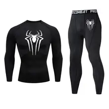 Spiderman Thermo underwear men's full suit tracksuit compression clothing base layer sport underwear set rashgard male Tights