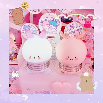 

Cute Cartoon Animal Rabbit Round LED Night Light for Kids Room Night Light Christmas Gift Home Deco Bunny Lamp USB