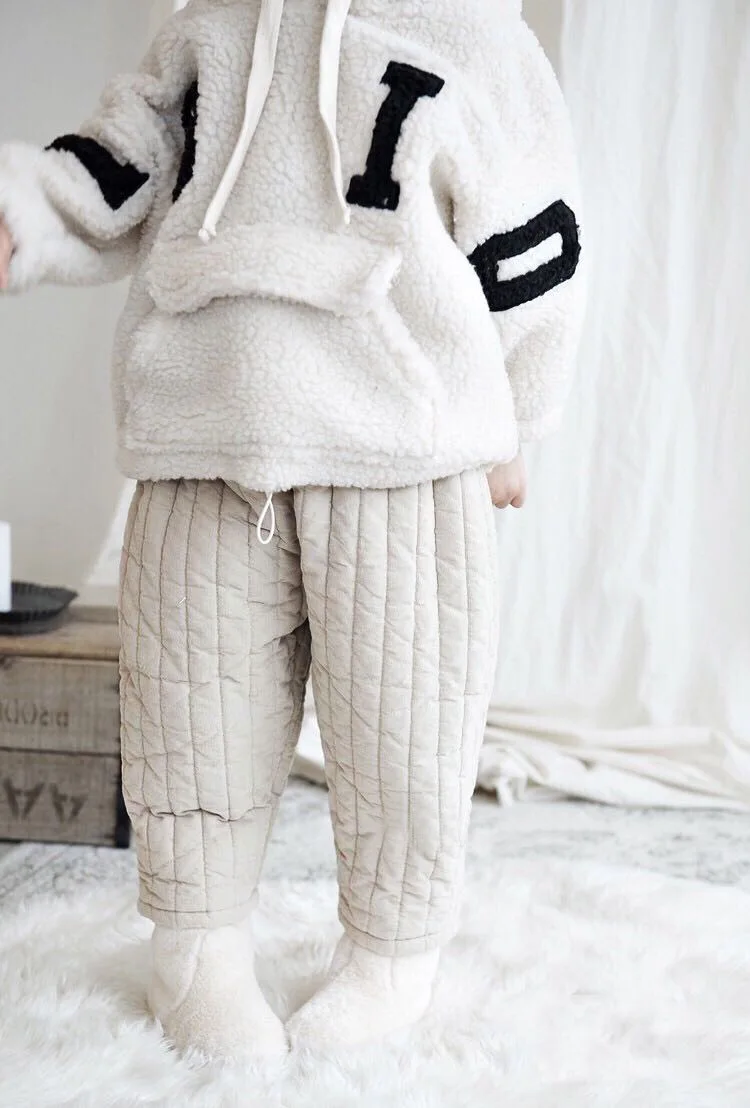 Зимняя одежда для маленьких девочек штаны для мальчиков Корейская утепленная флисовая одежда из хлопка