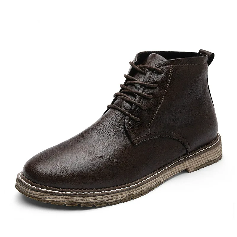 Классические мужские ботинки; удобные кожаные ботинки; модная мужская обувь; сезон осень-зима; мужские ботинки; Botte Hiver Homme; большие размеры 38-47 - Цвет: Brown