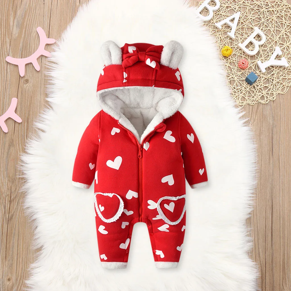 Осенне-зимняя одежда для новорожденных унисекс, Рождественская одежда с принтом в виде сердца, комбинезоны, Детский костюм для малышей, комбинезон для детей 3, 9, 12 месяцев