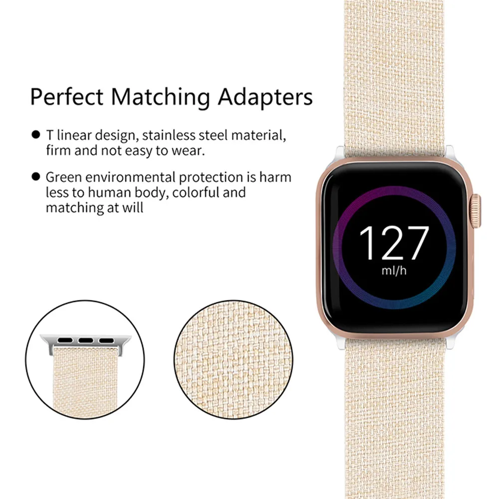 38 мм/42 мм холщовый ремешок для часов Ремешок для наручных часов Apple Watch 1/2/3/4 Замена повязки на запястья-браслеты Ремешки для наручных часов iWatch 1/2/3/4