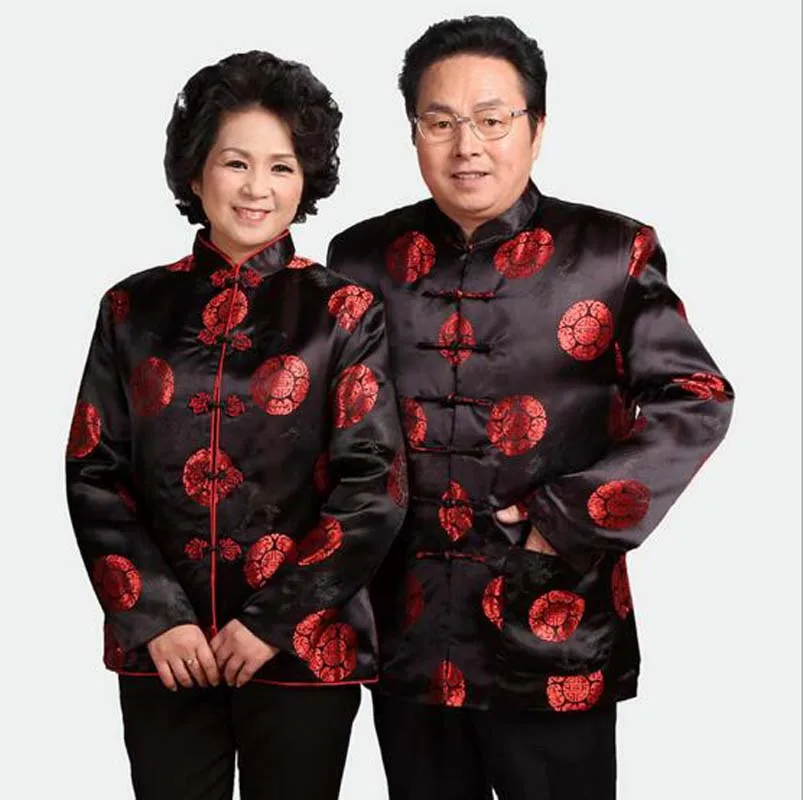 Chinese Traditional Style Men Women Satin Jacket Casual Tang Suit New Year T Shirts Tops Jackets Comfortable Long Sleeves Coat