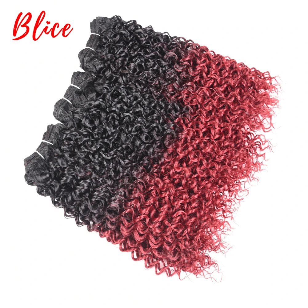 

Blice 12-24 Inch Ombre Color Curly Weave Bundle 3PCS/Pack Water Wave Heat Resistant Kanekalon Synthetic Fiber Weaving Afro Curly